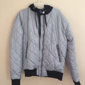 Divided Silver & Black Jacket w/ Hood!